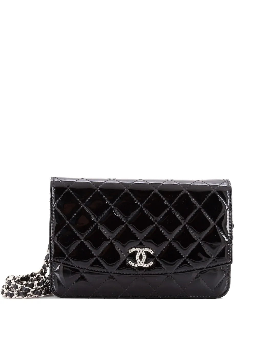 CHANEL Pre-Owned Brilliant Wallet on Chain Quilted Patent crossbody bag - Nero