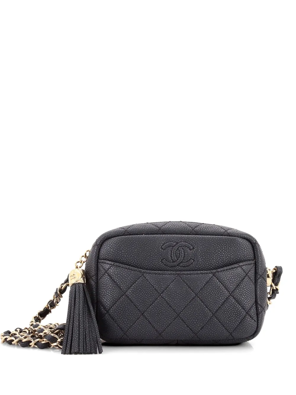 CHANEL Pre-Owned Coco Tassel Camera Case Quilted Caviar Mini crossbody bag - Nero