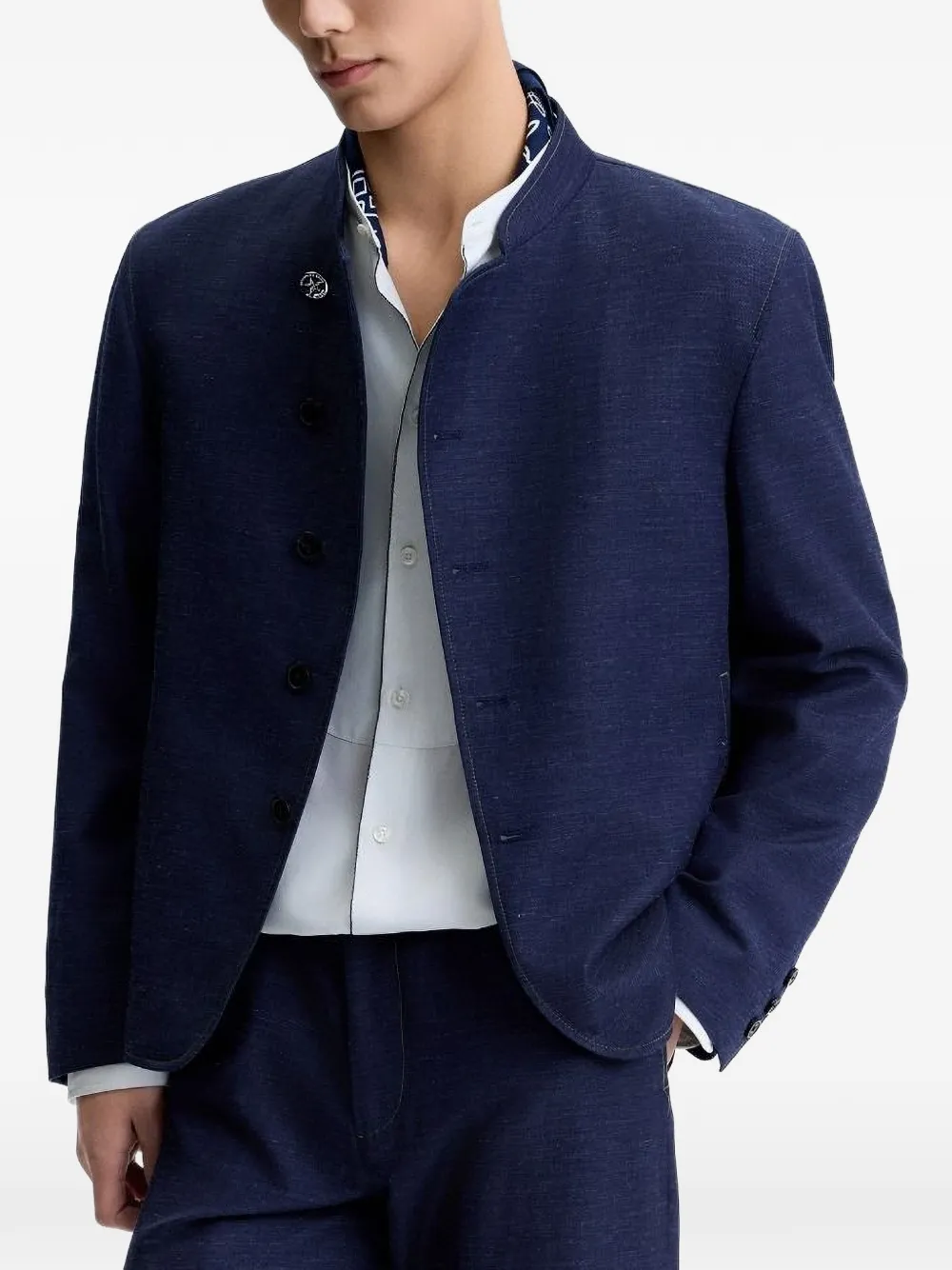  Shanghai Tang Mandarin-collar Jacket - Blue 