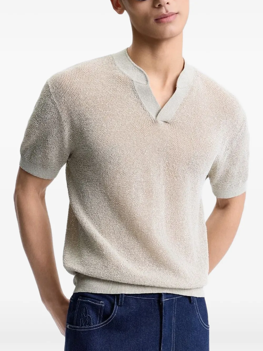  Shanghai Tang V-neck T-shirt - Neutrals 