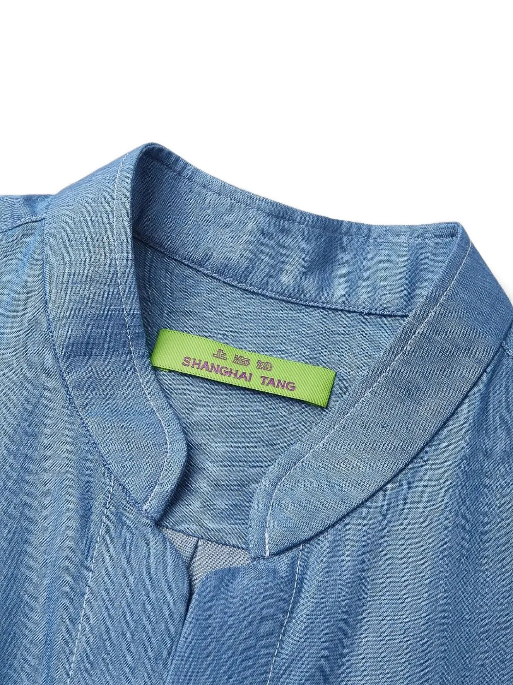 Shanghai Tang Overhemd met ronde opstaande kraag Blauw