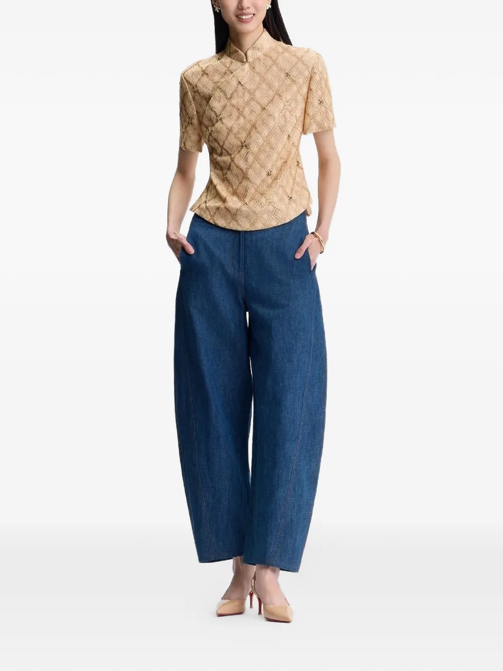  Shanghai Tang Contrast-stitch Jeans - Blue 