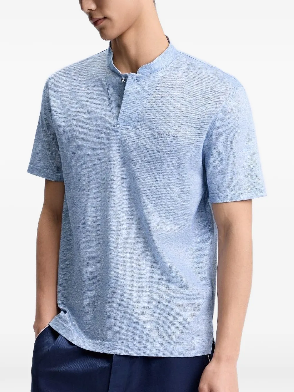 Shanghai Tang Button-up poloshirt Blauw
