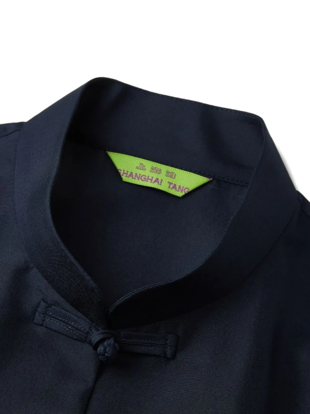 Shanghai Tang Blouse met ronde opstaande kraag Blauw