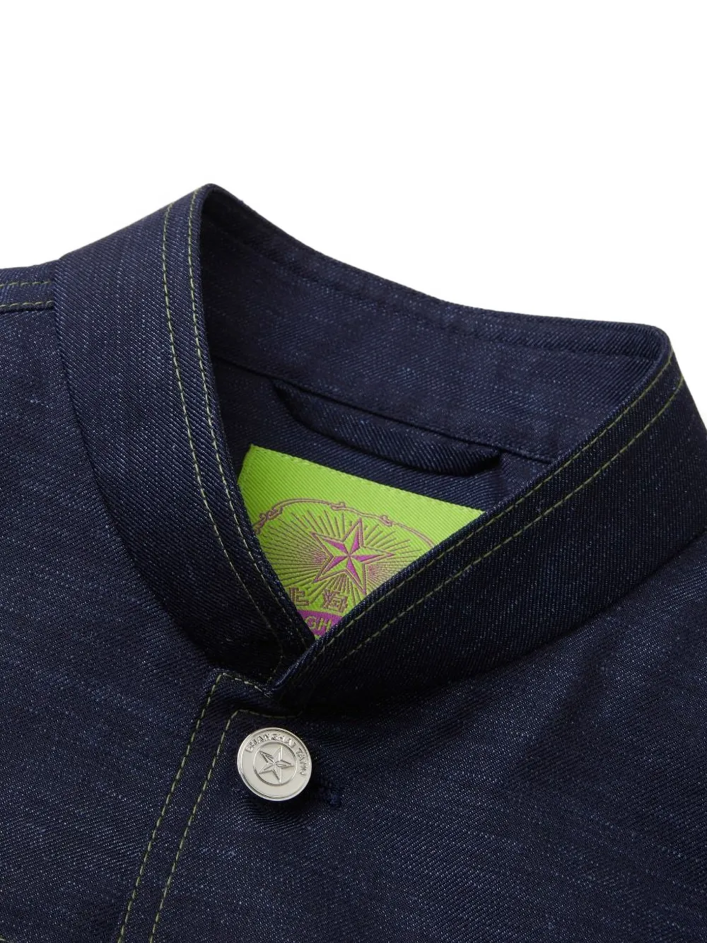 Shanghai Tang Button-up denim jack Blauw