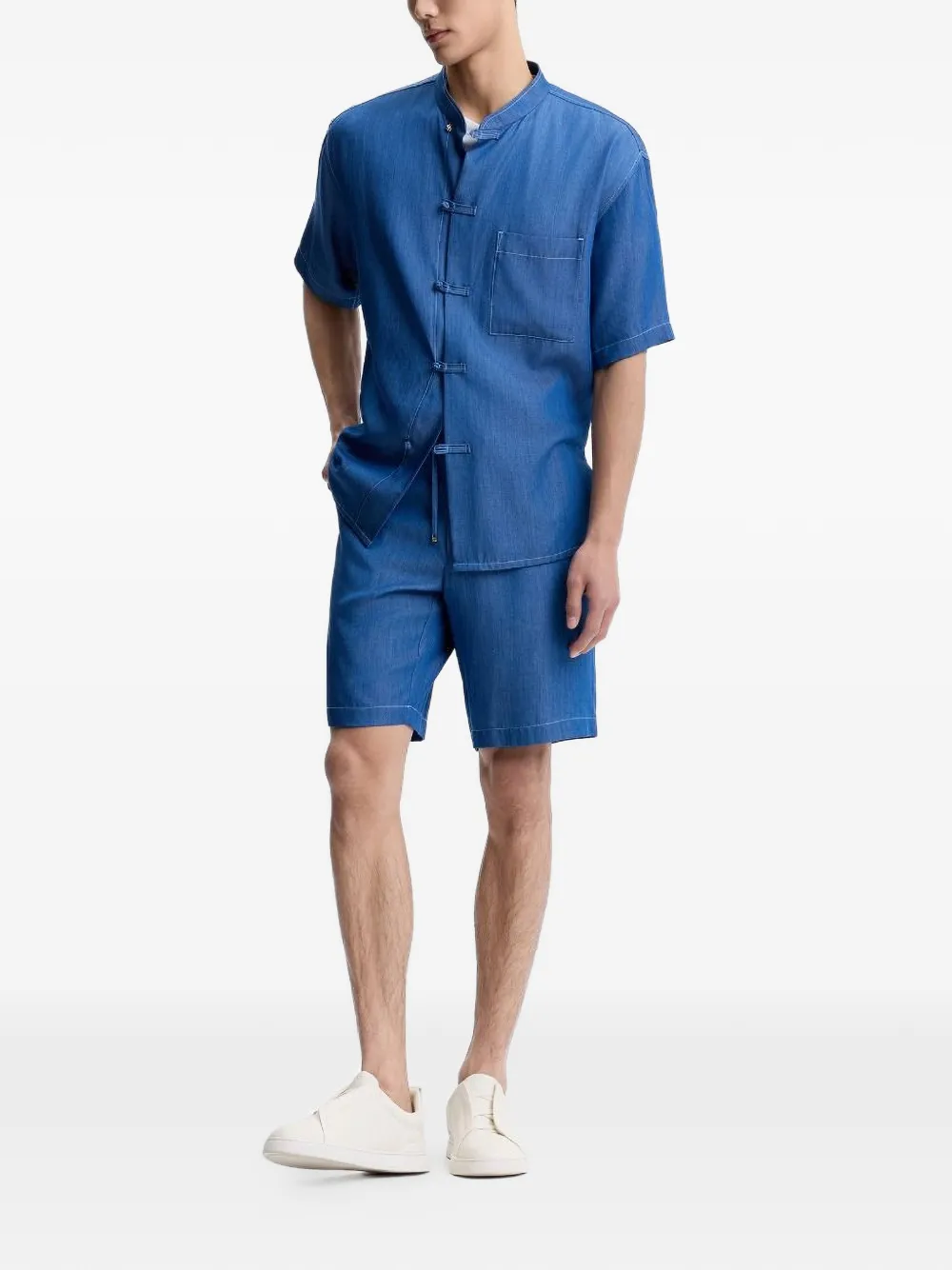  Shanghai Tang Drawstring-fastening Shorts - Blue 