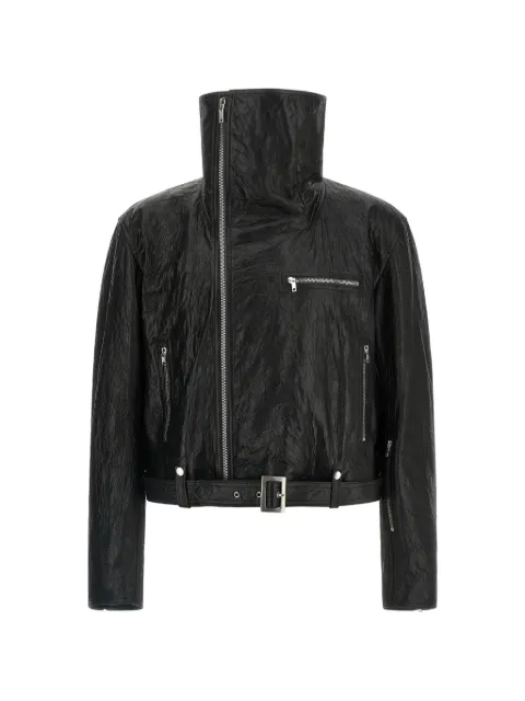 Rick Owens high-collar leather jacket