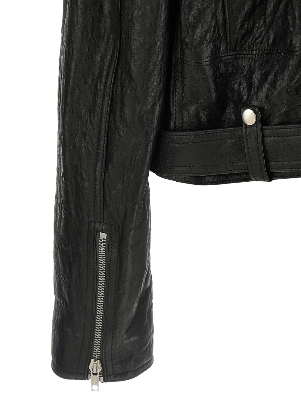 Rick Owens ハイカラーレザージャケット | ブラック | FARFETCH JP