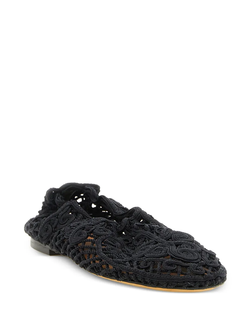  Odissi Iris Crochet-knit Ballet Flats - Black 