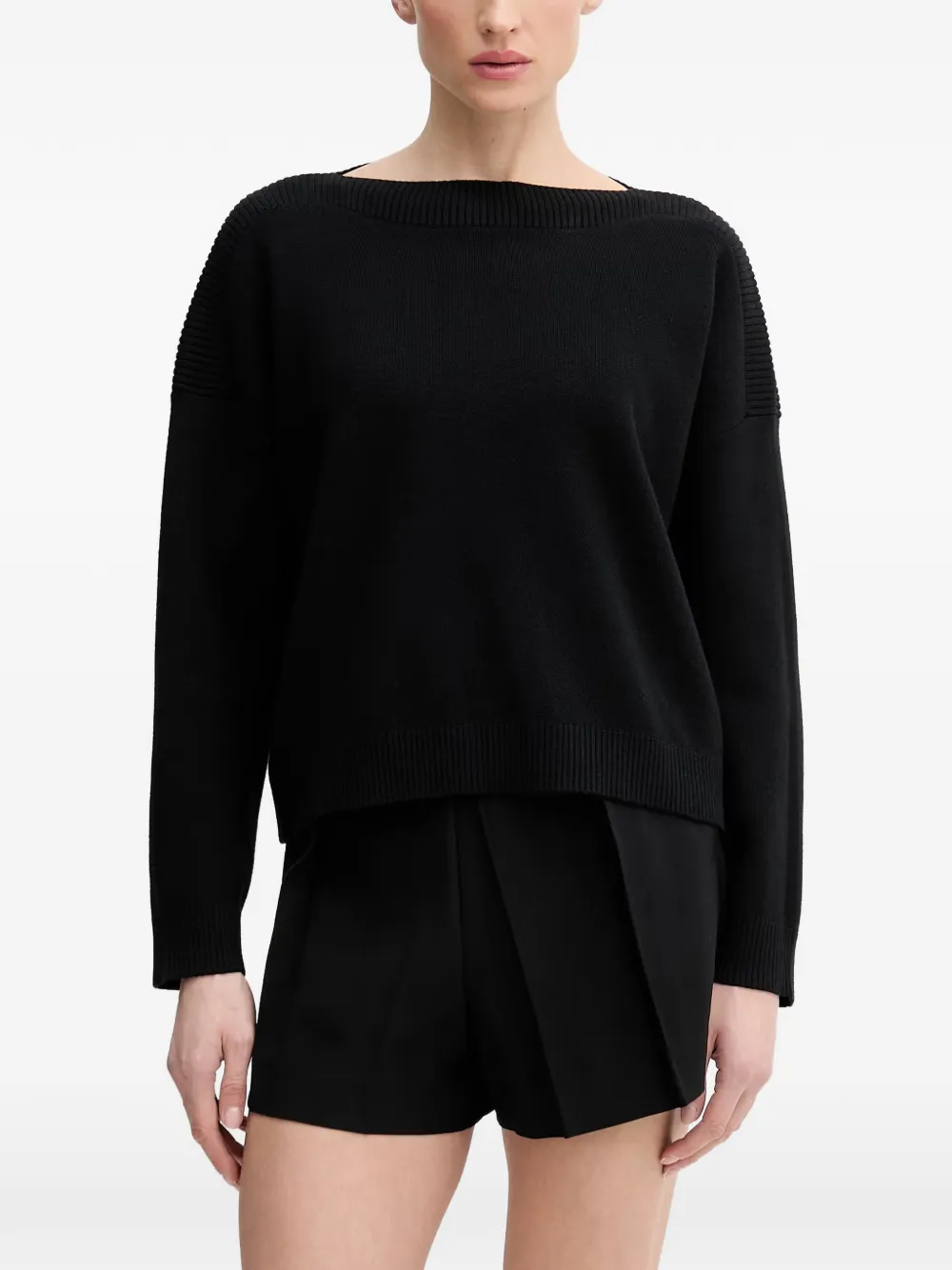 Benetton Maglione con scollo a barca - Nero