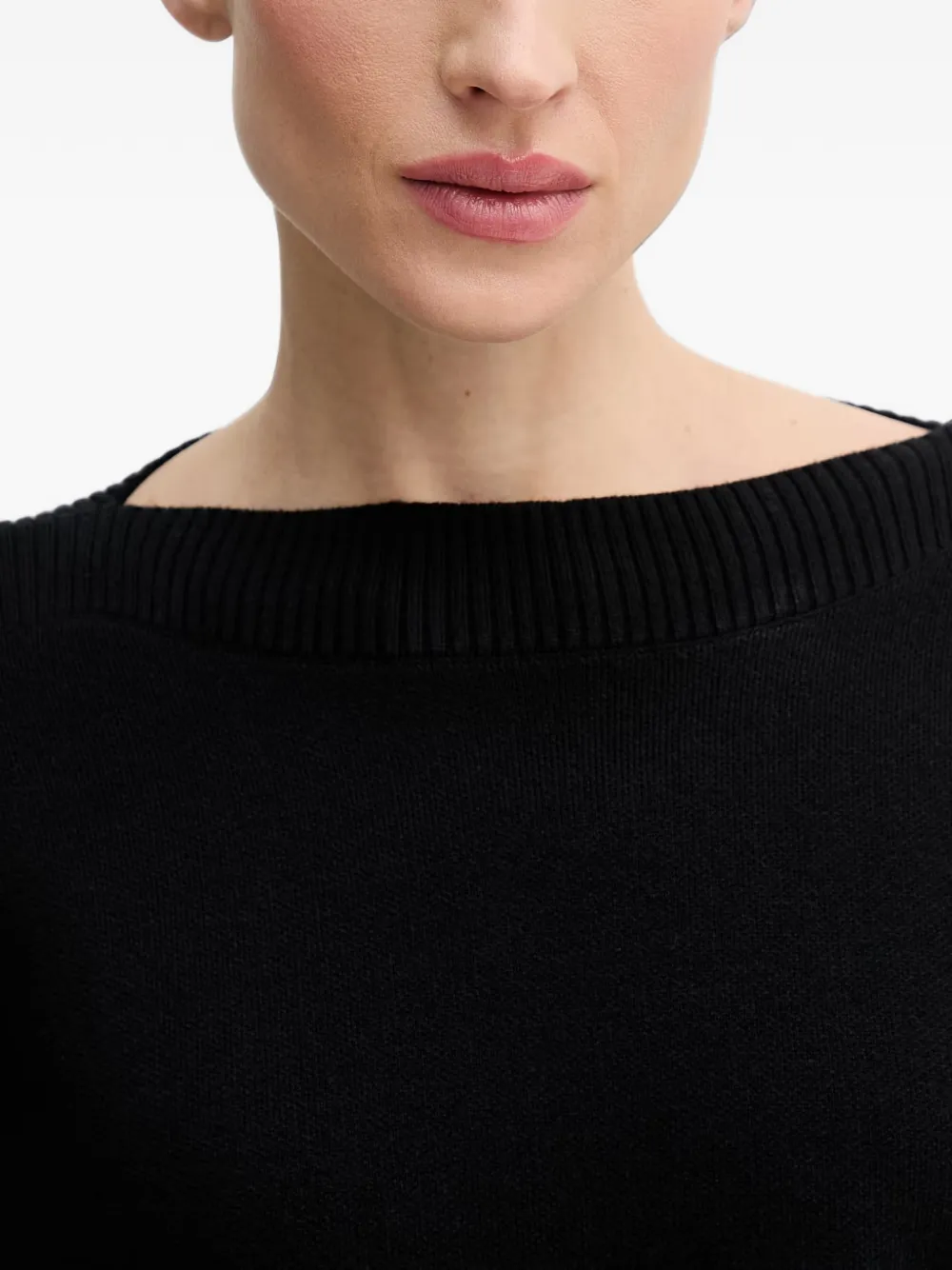 Benetton Ribgebreide trui met boothals Zwart