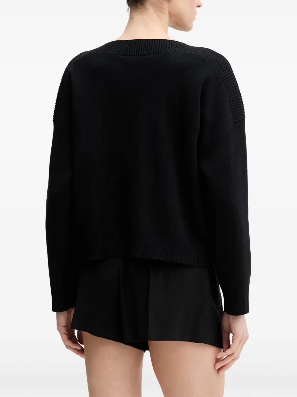 Benetton Ribgebreide trui met boothals Zwart