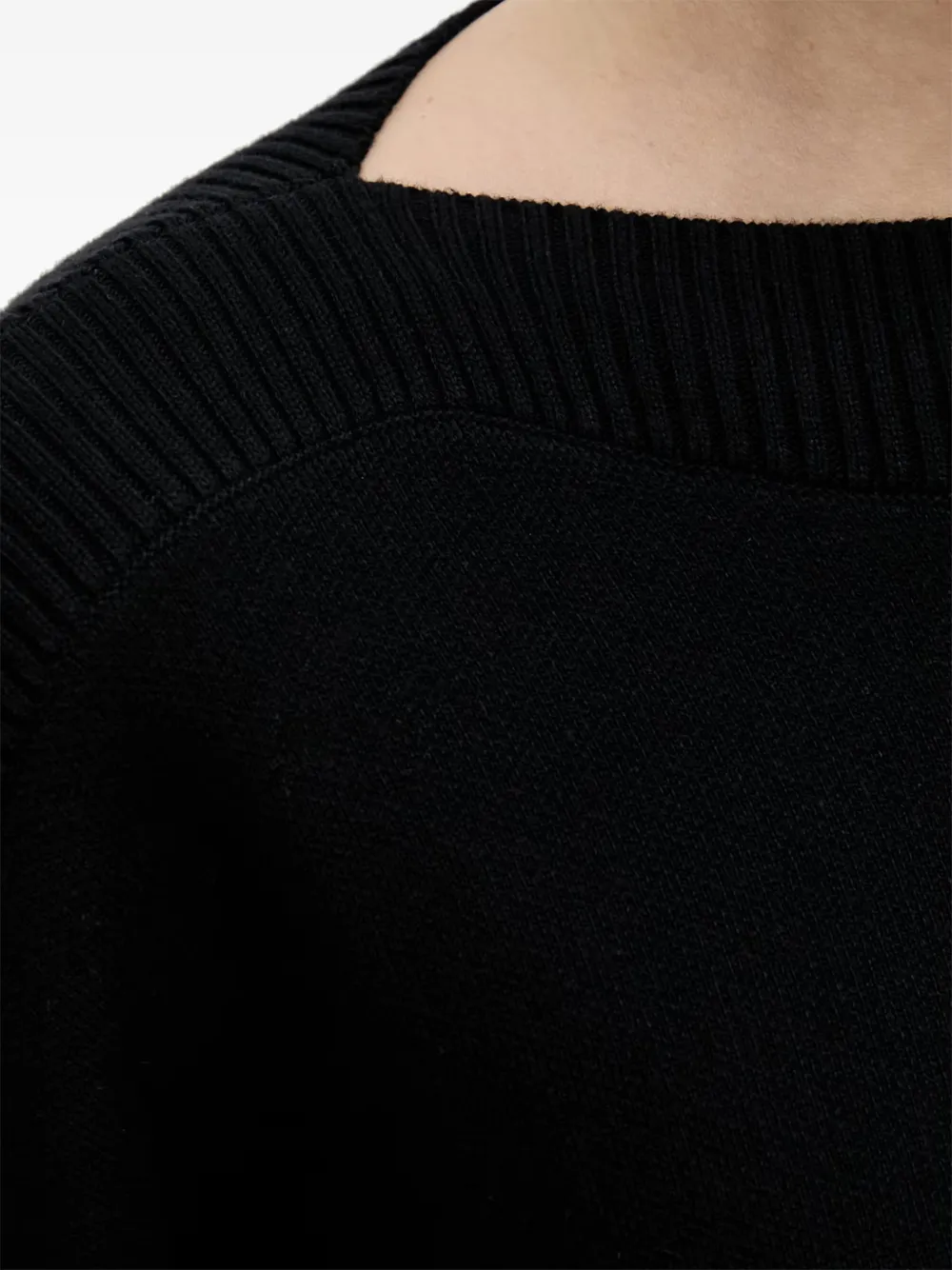 Benetton Ribgebreide trui met boothals Zwart