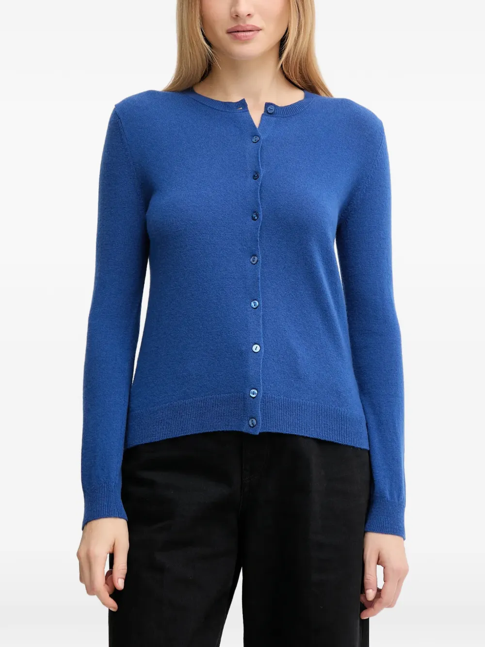 Benetton Buttoned Cardigan In Blue