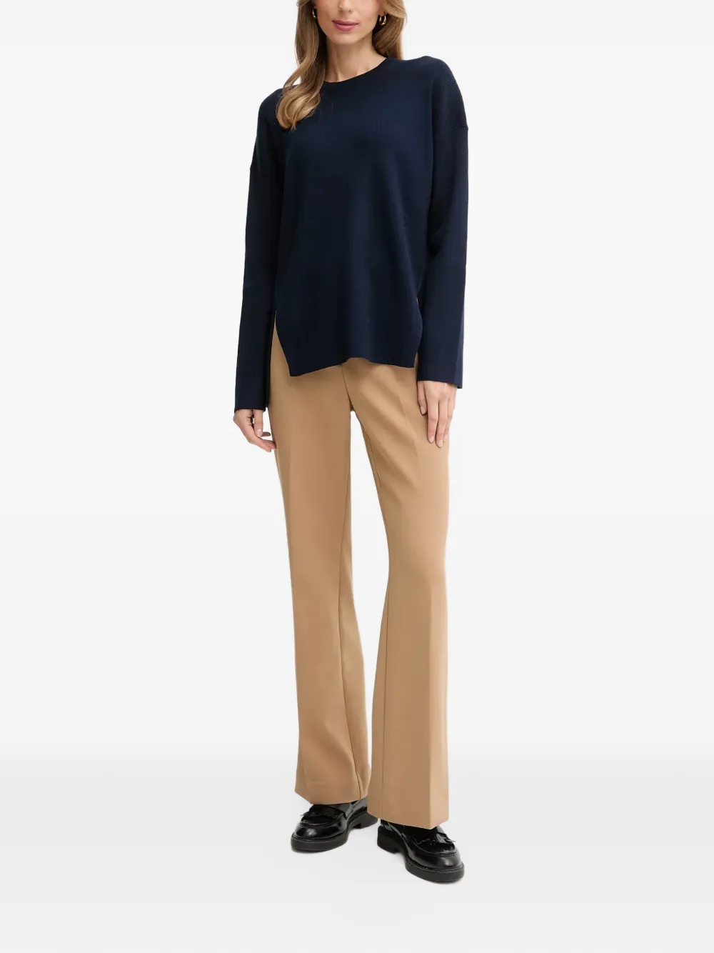 Benetton Trui met lange mouwen en split Blauw
