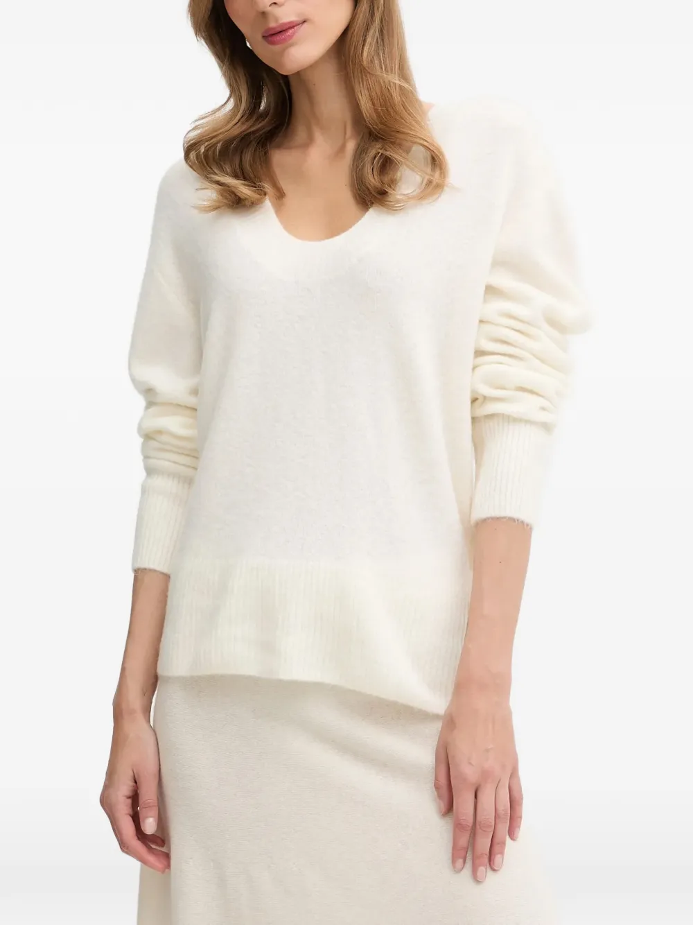 Benetton Trui met V-hals Beige