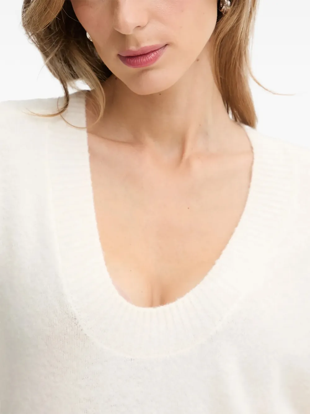 Benetton Trui met V-hals Beige