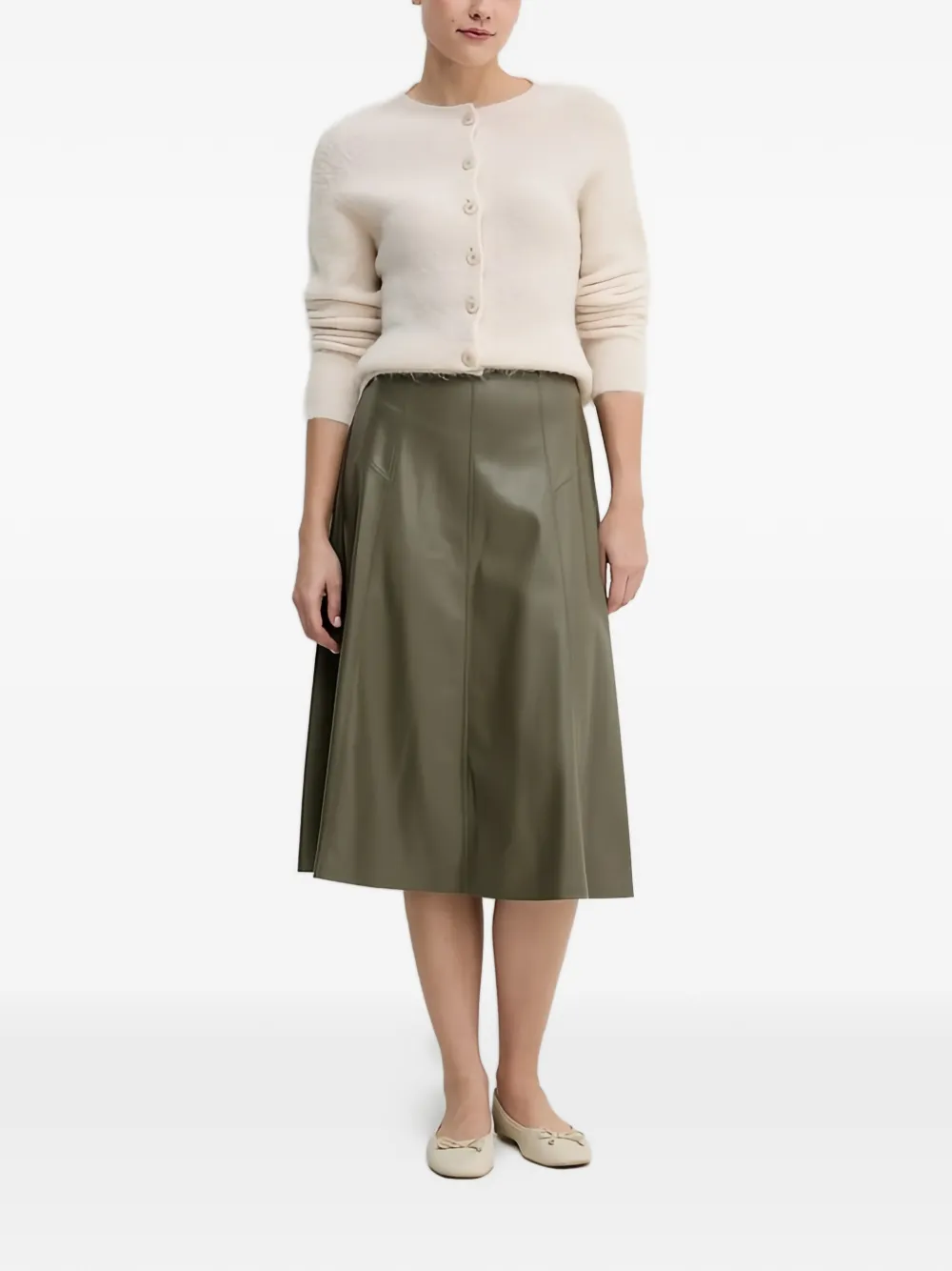  Benetton Falda Midi Acampanada - Verde 