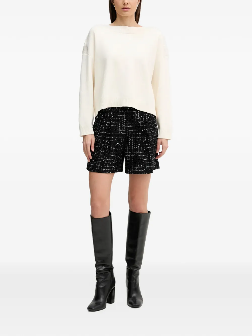 Benetton jacquard ribbed knit jumper Wit