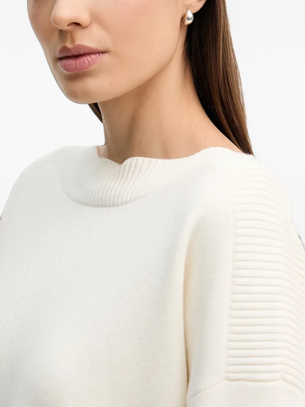 Benetton jacquard ribbed knit jumper Wit