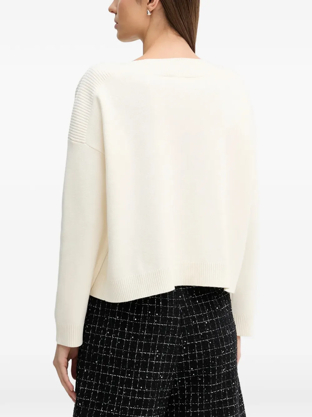 Benetton jacquard ribbed knit jumper Wit