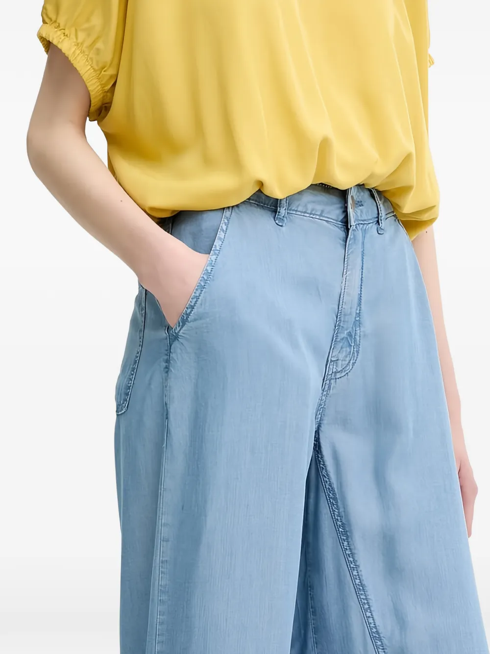 Benetton Broek met naaddetail Blauw