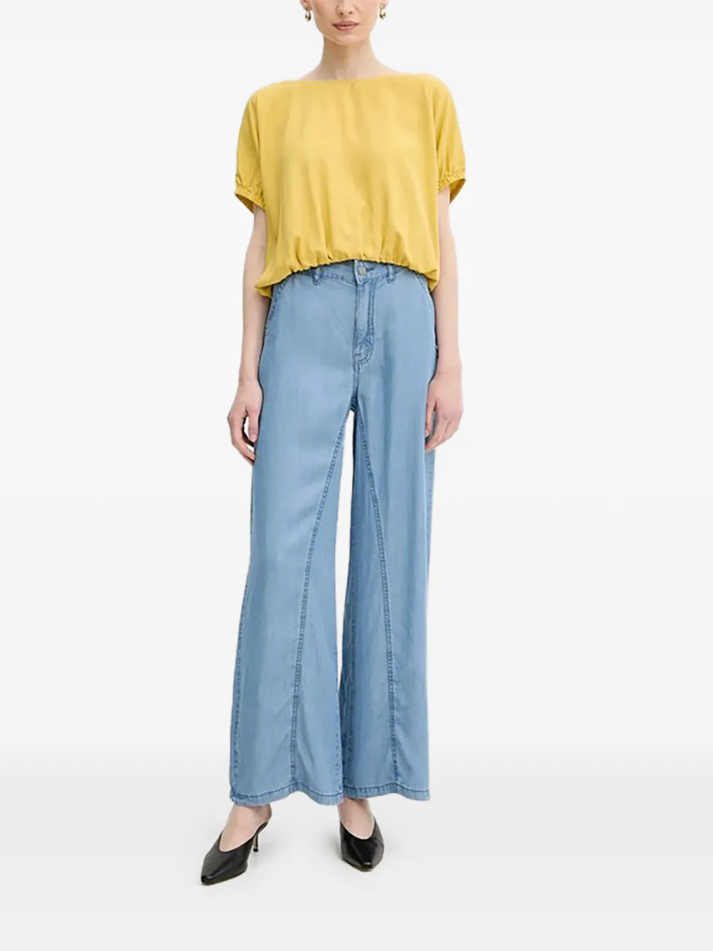 Benetton Broek met naaddetail Blauw