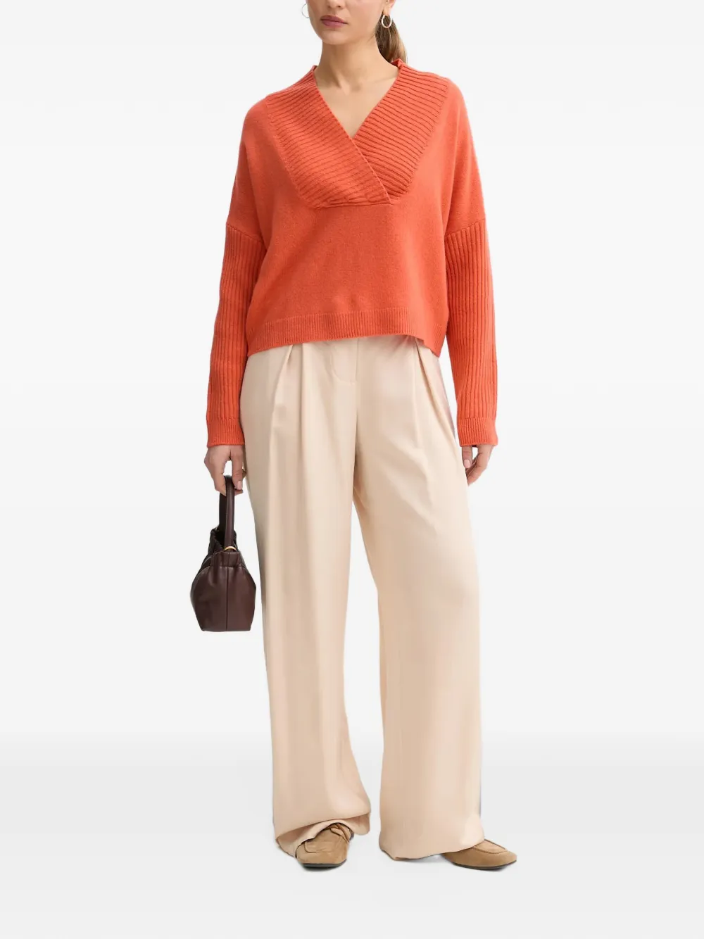 Benetton Trui met V-hals Oranje