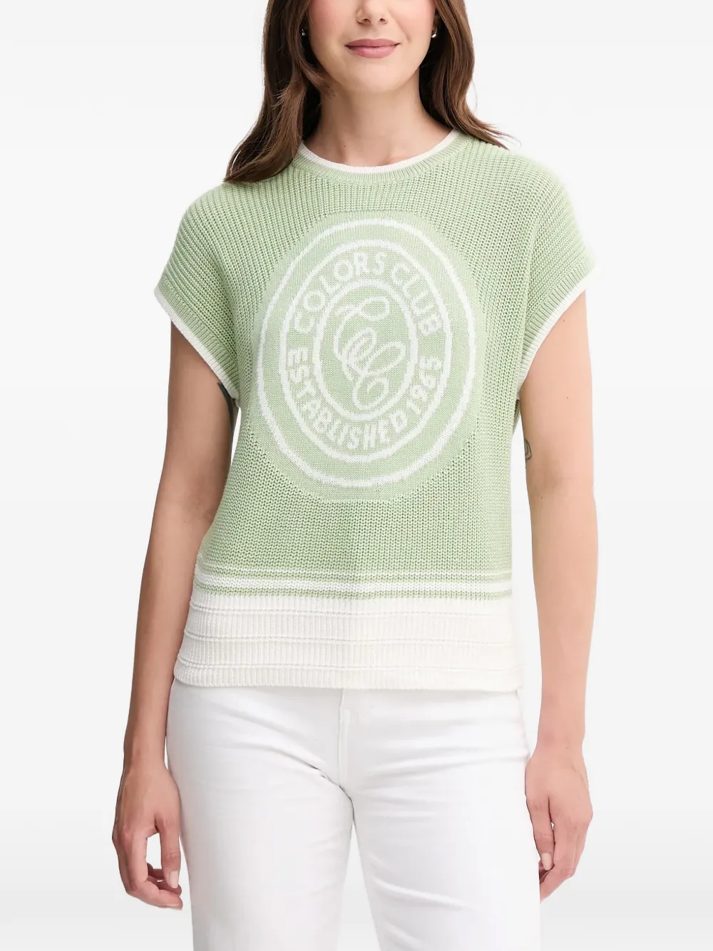 Benetton Strickoberteil mit grafischem Print - Grün