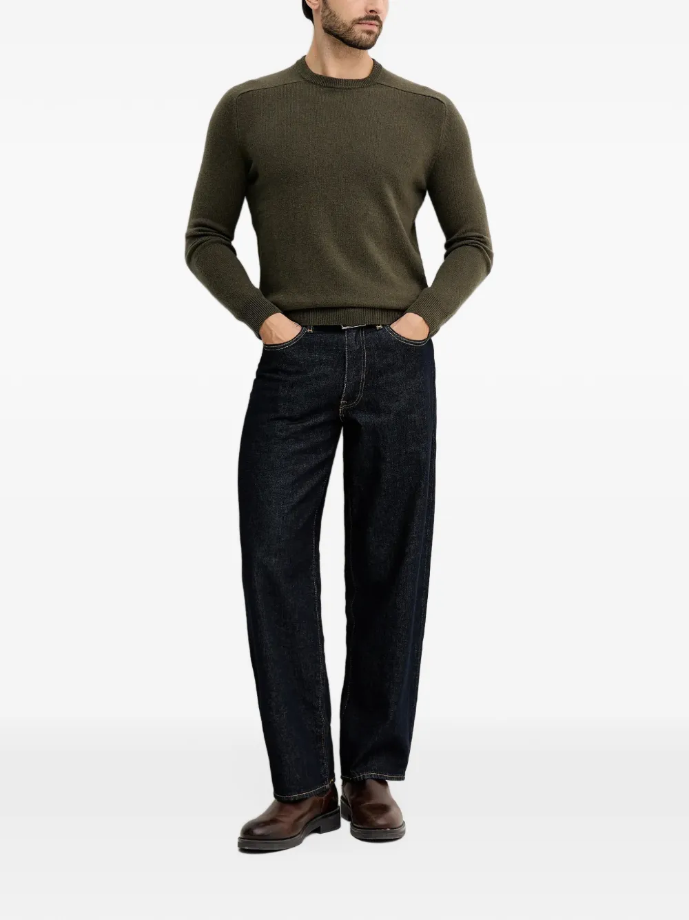 Benetton Crew-neck Knitted Sweater In Green
