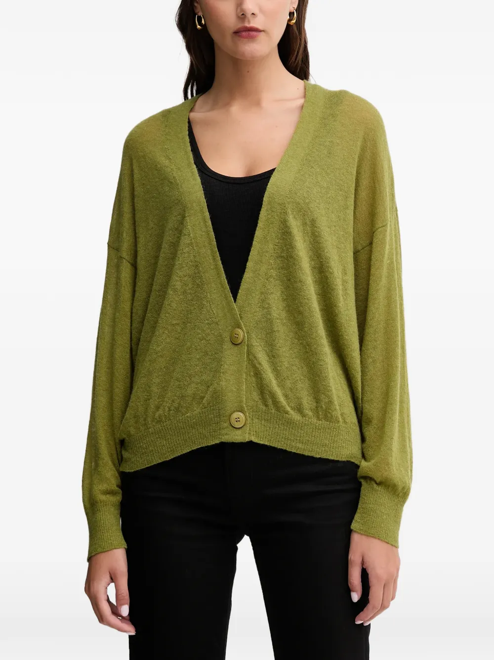 Benetton V-neck Cardigan In Green