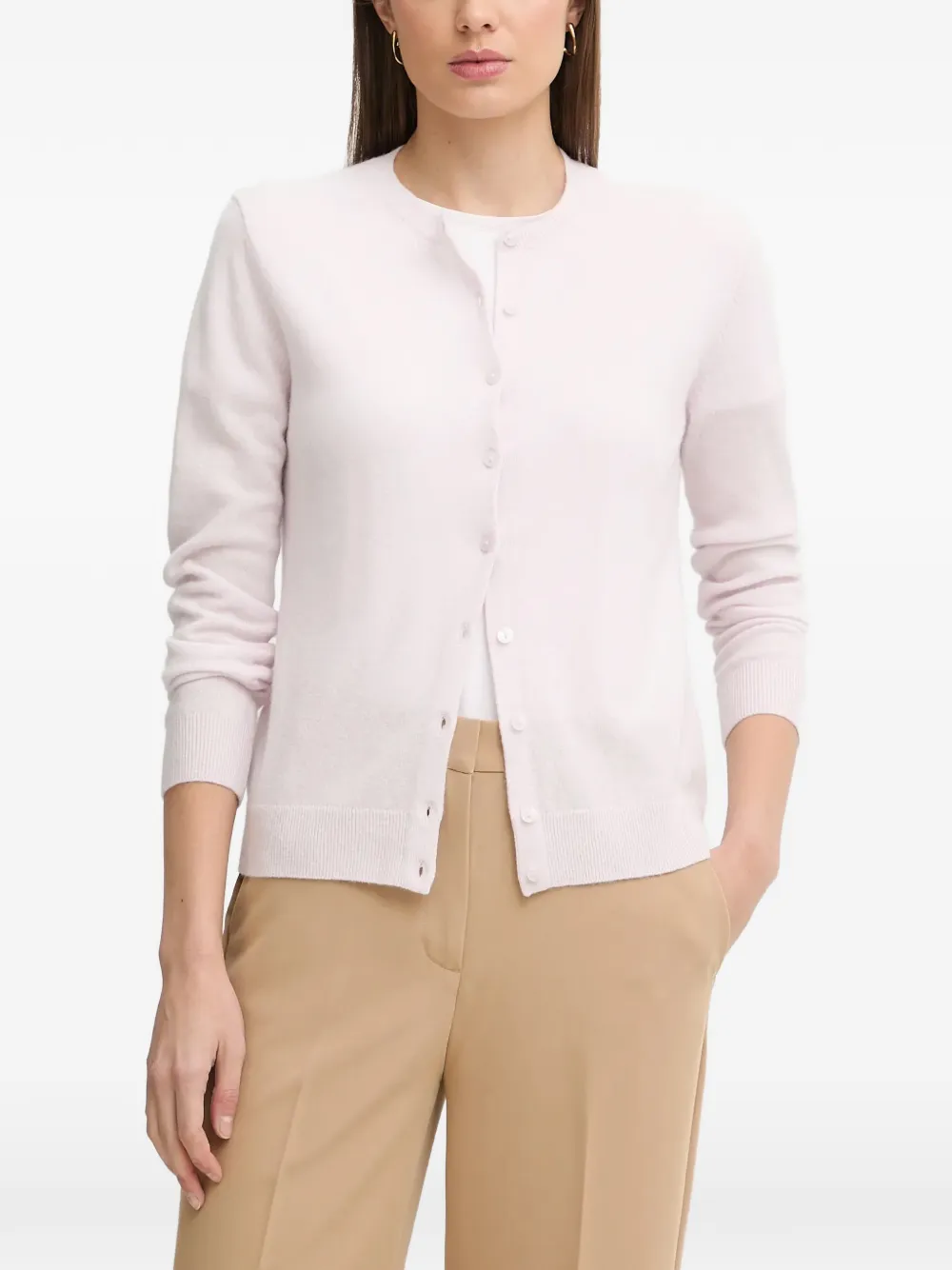 Benetton button round-neck cardigan - Pink