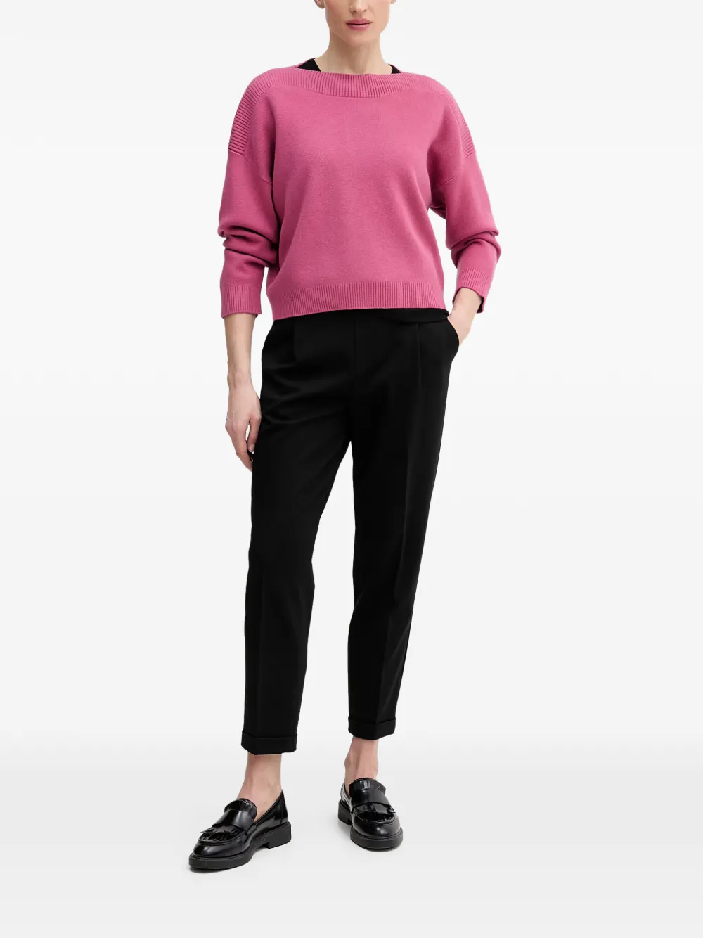 Benetton Geribbelde trui met ronde hals Roze