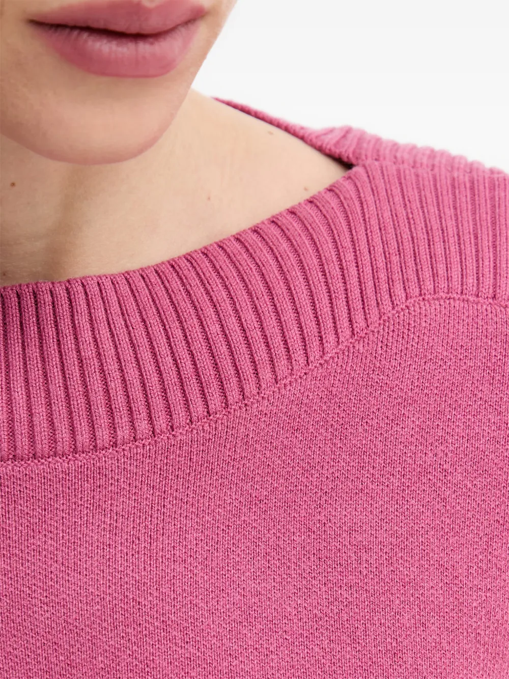 Benetton Geribbelde trui met ronde hals Roze