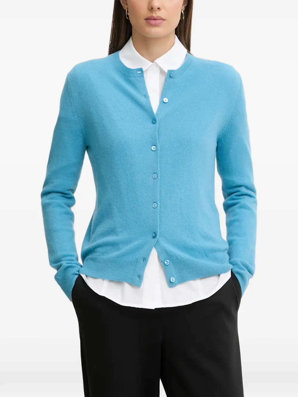 Benetton cardigan à boutonnière - Bleu