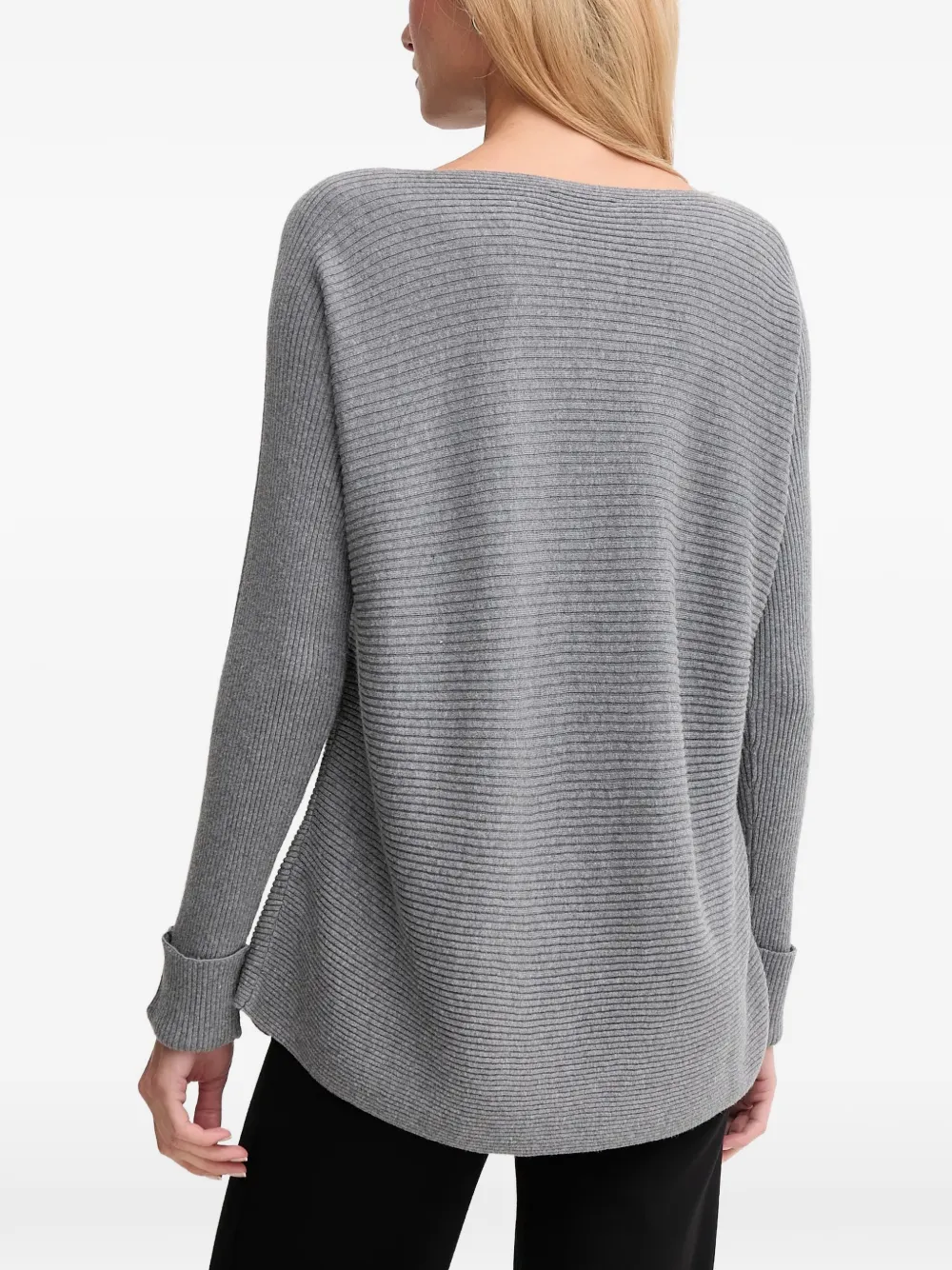 Benetton Ribgebreide trui met boothals Grijs