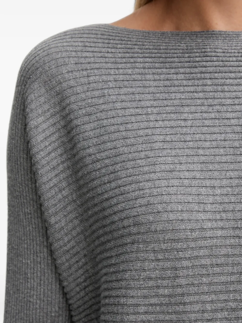 Benetton Ribgebreide trui met boothals Grijs