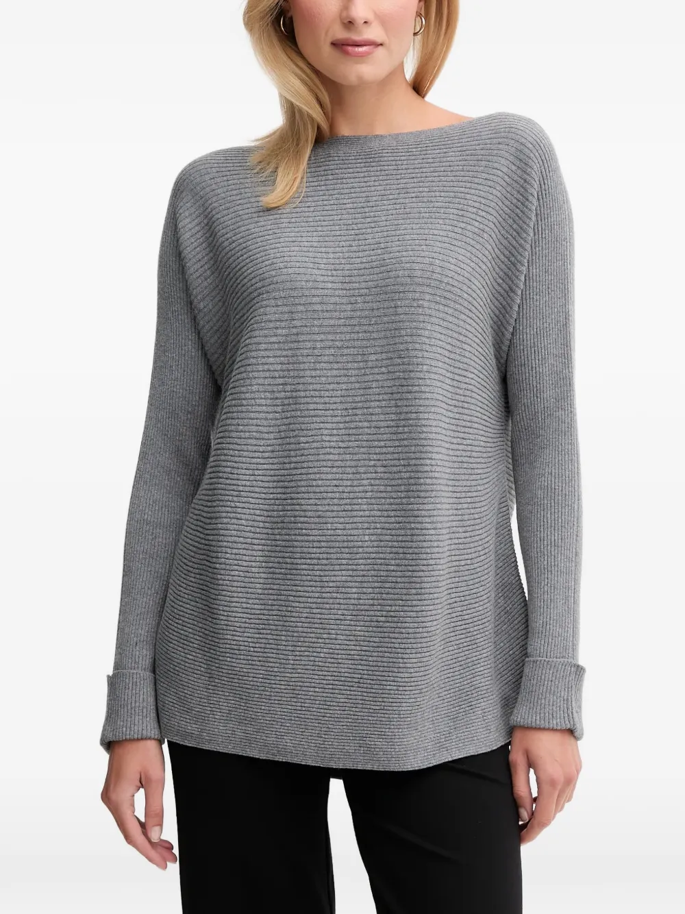 Benetton ribbed-knit boat-neck sweater - Gris Benetton ribbed-knit boat-neck sweater - Gris