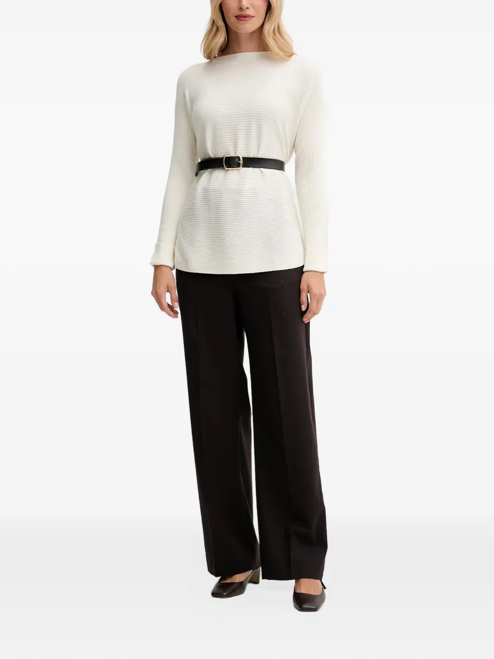 Benetton ribbed boat-neck sweater Beige
