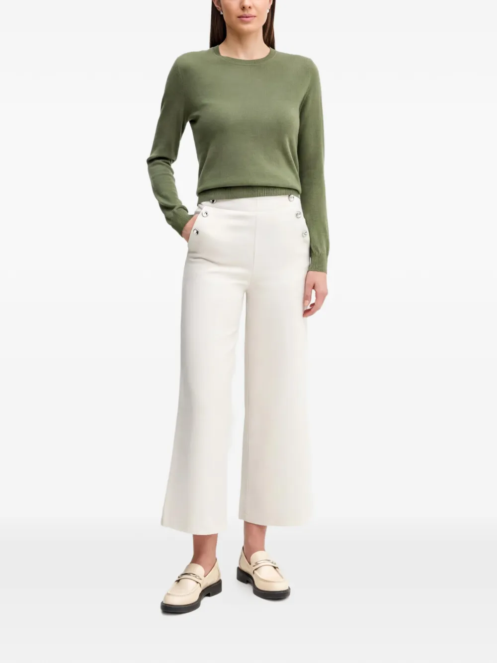 Benetton Broek met knoopdetail Wit