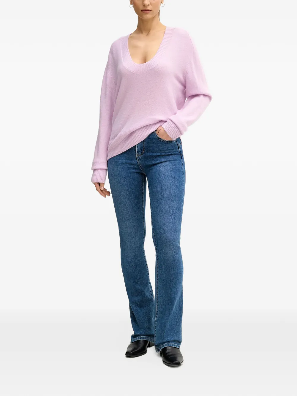 Benetton Trui met diepe ronde hals Roze