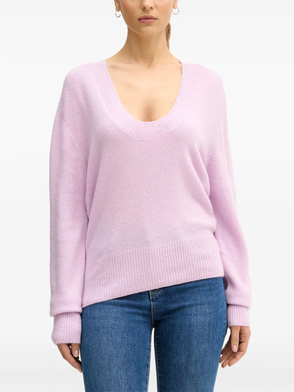Benetton Trui met diepe ronde hals Roze