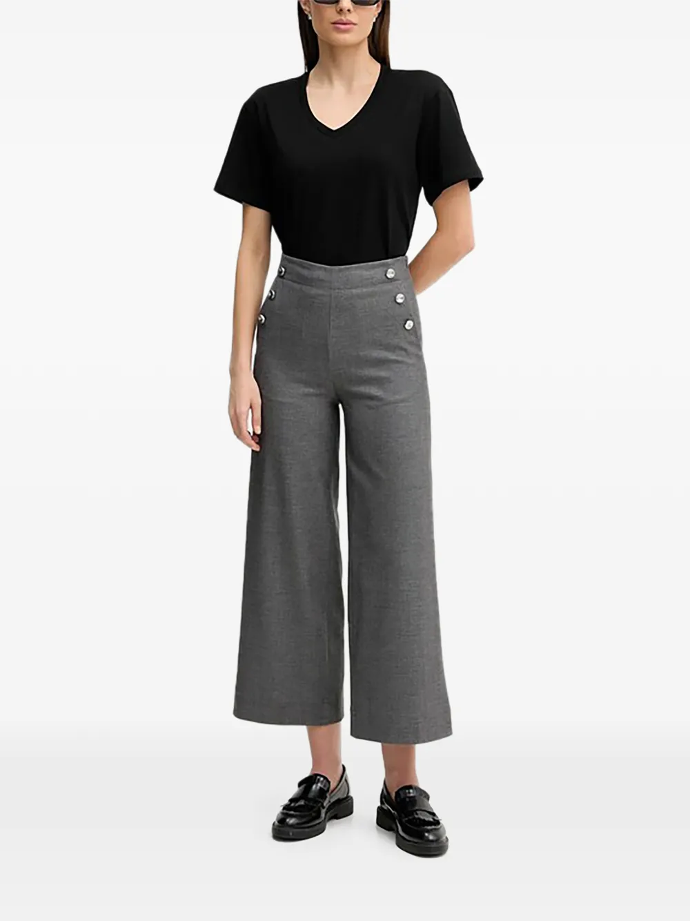 Benetton Broek met knoopdetail Grijs