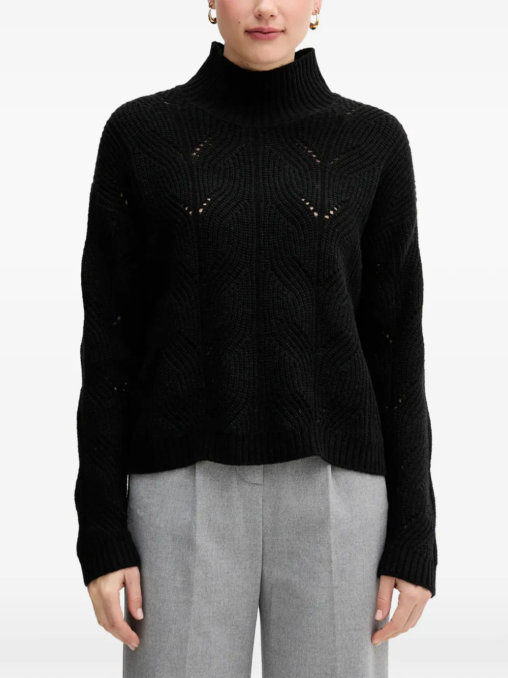 Benetton high-neck knitted sweater - Noir
