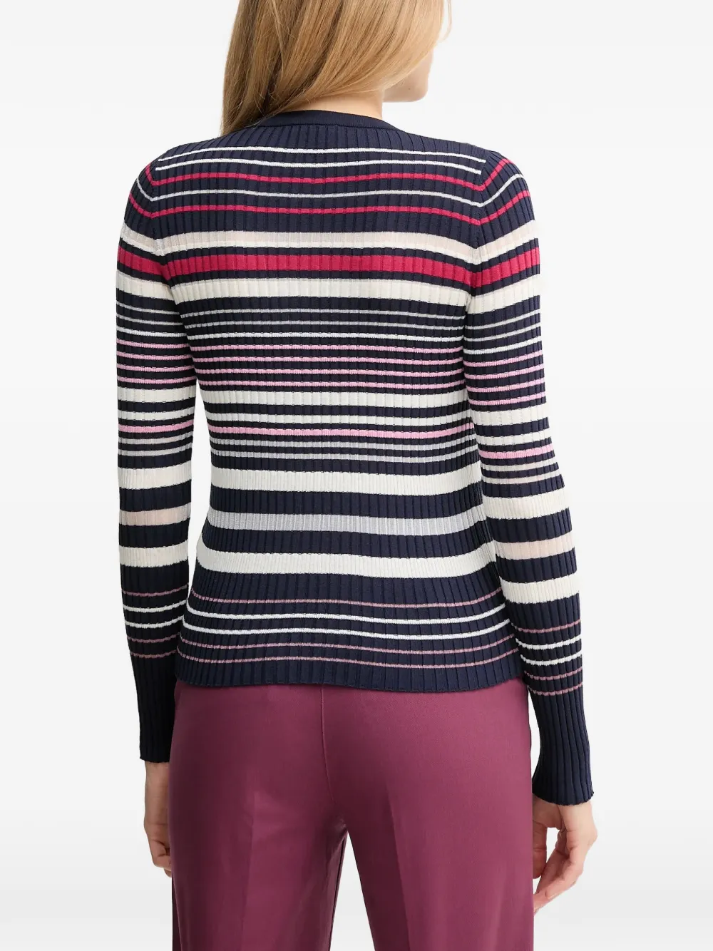 Benetton striped buttoned cardigan Blauw