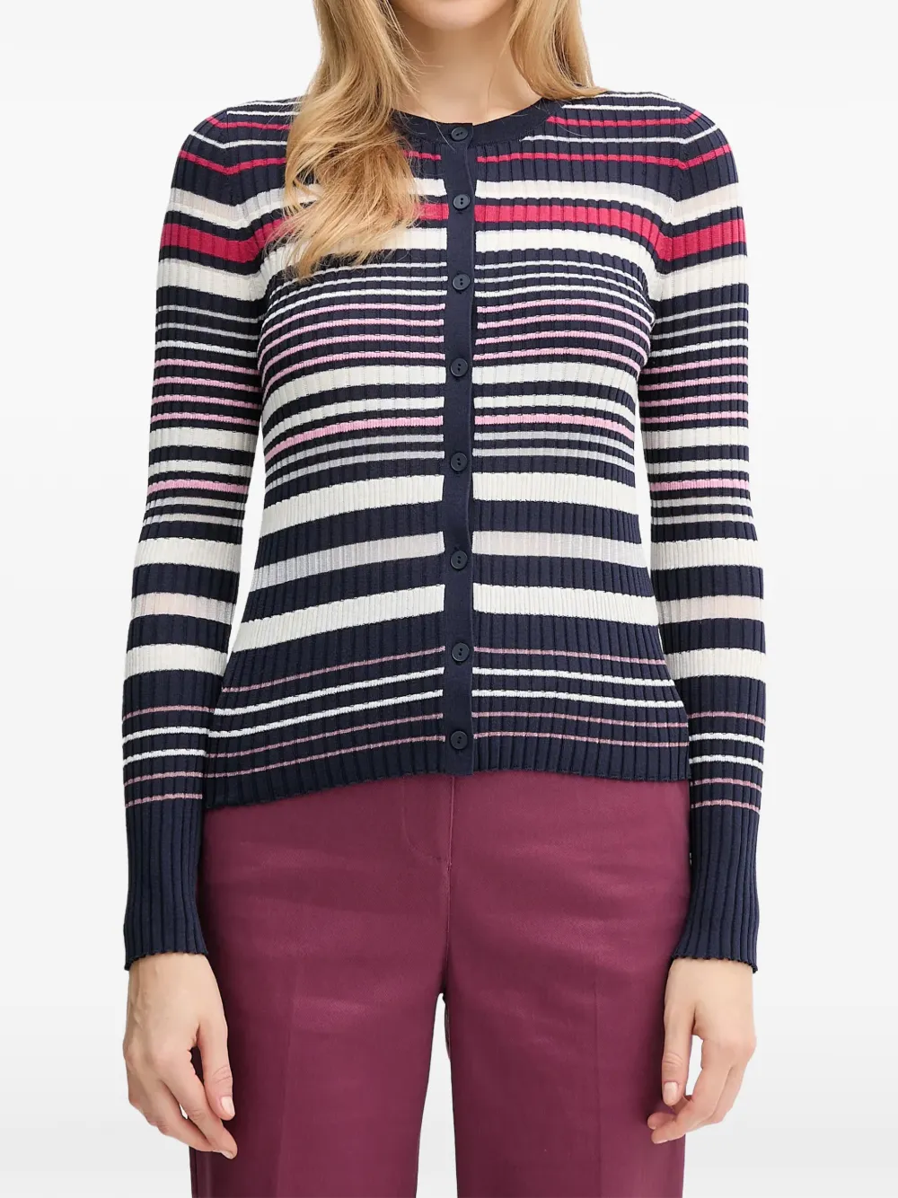 Benetton striped buttoned cardigan - Bleu