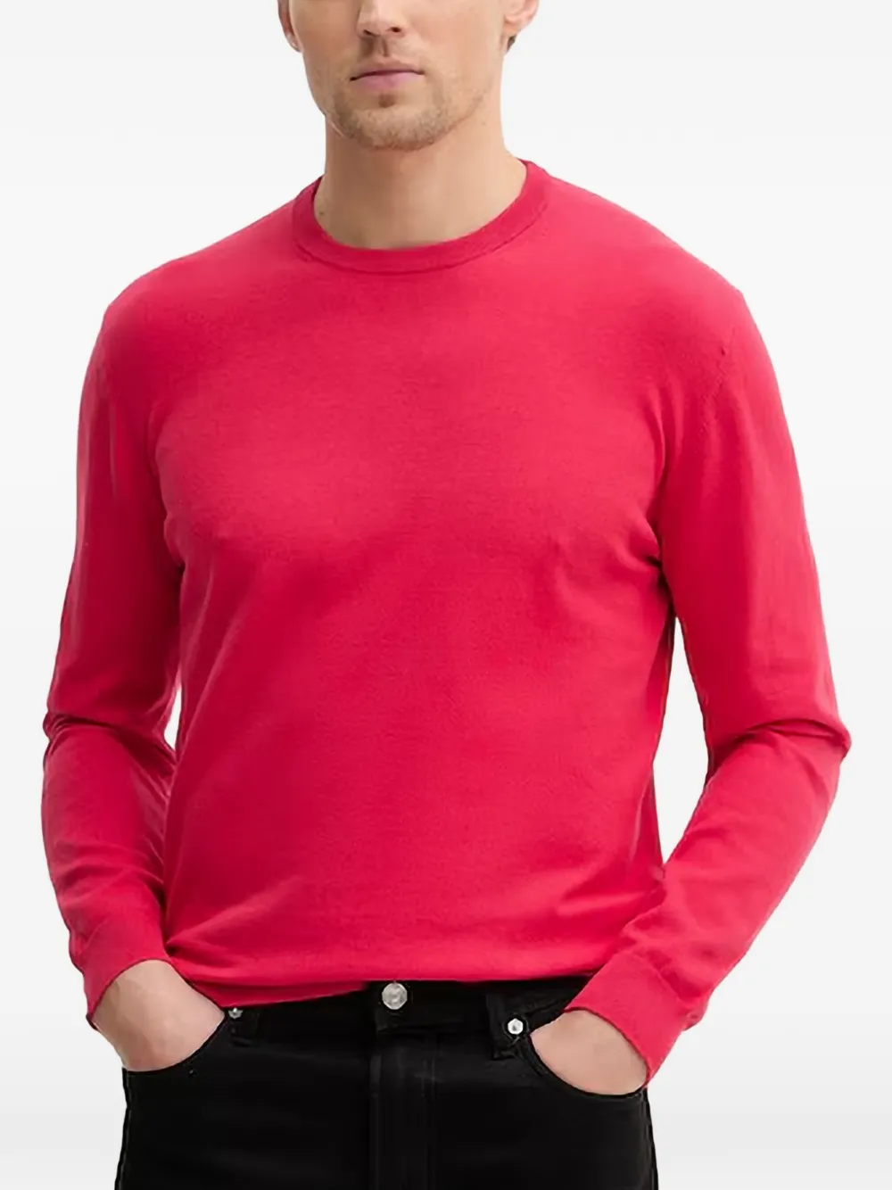Benetton Round-neck Cotton Sweater In Red