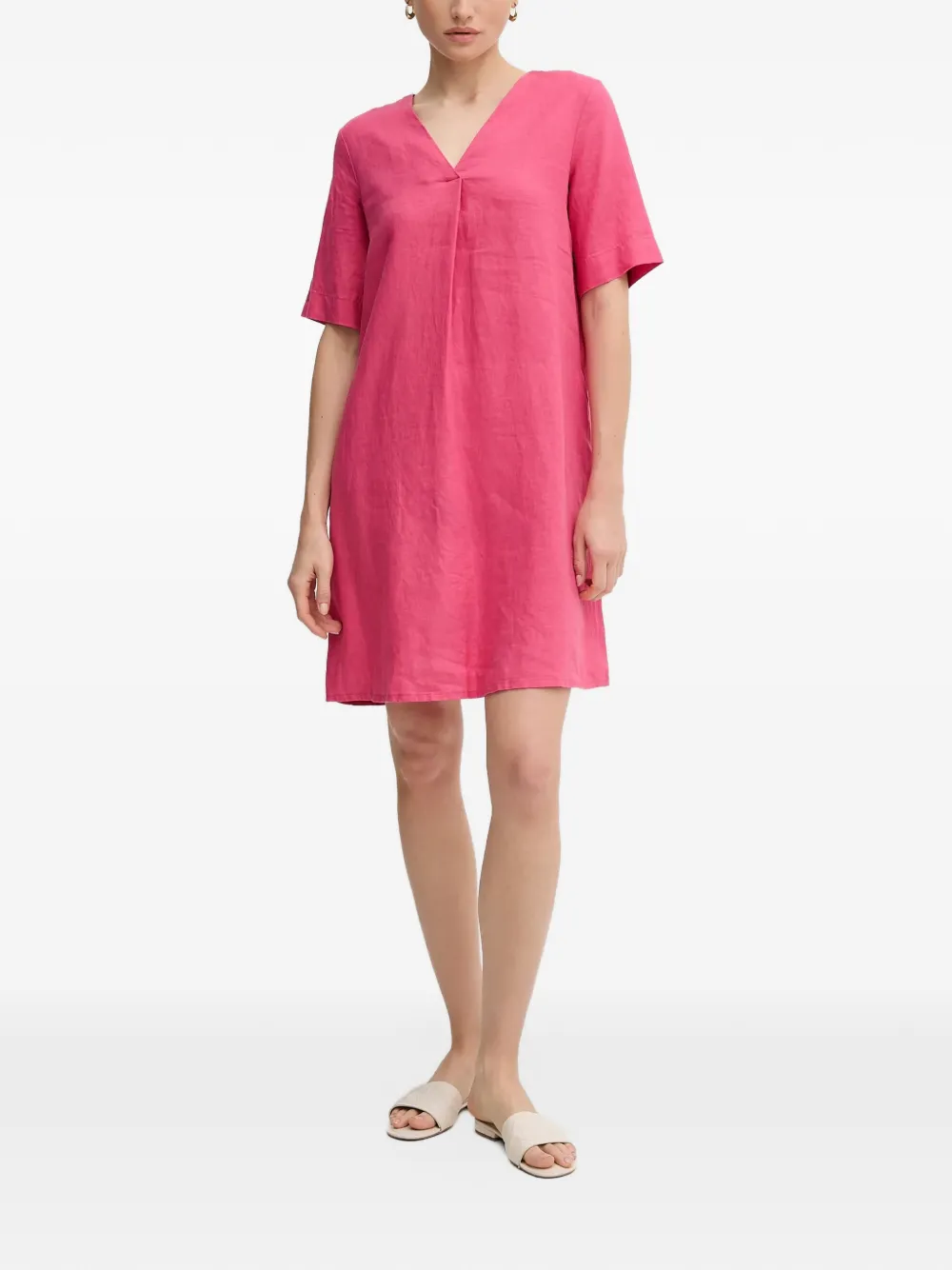 Benetton Mini-jurk met geplooid detail en V-hals Roze