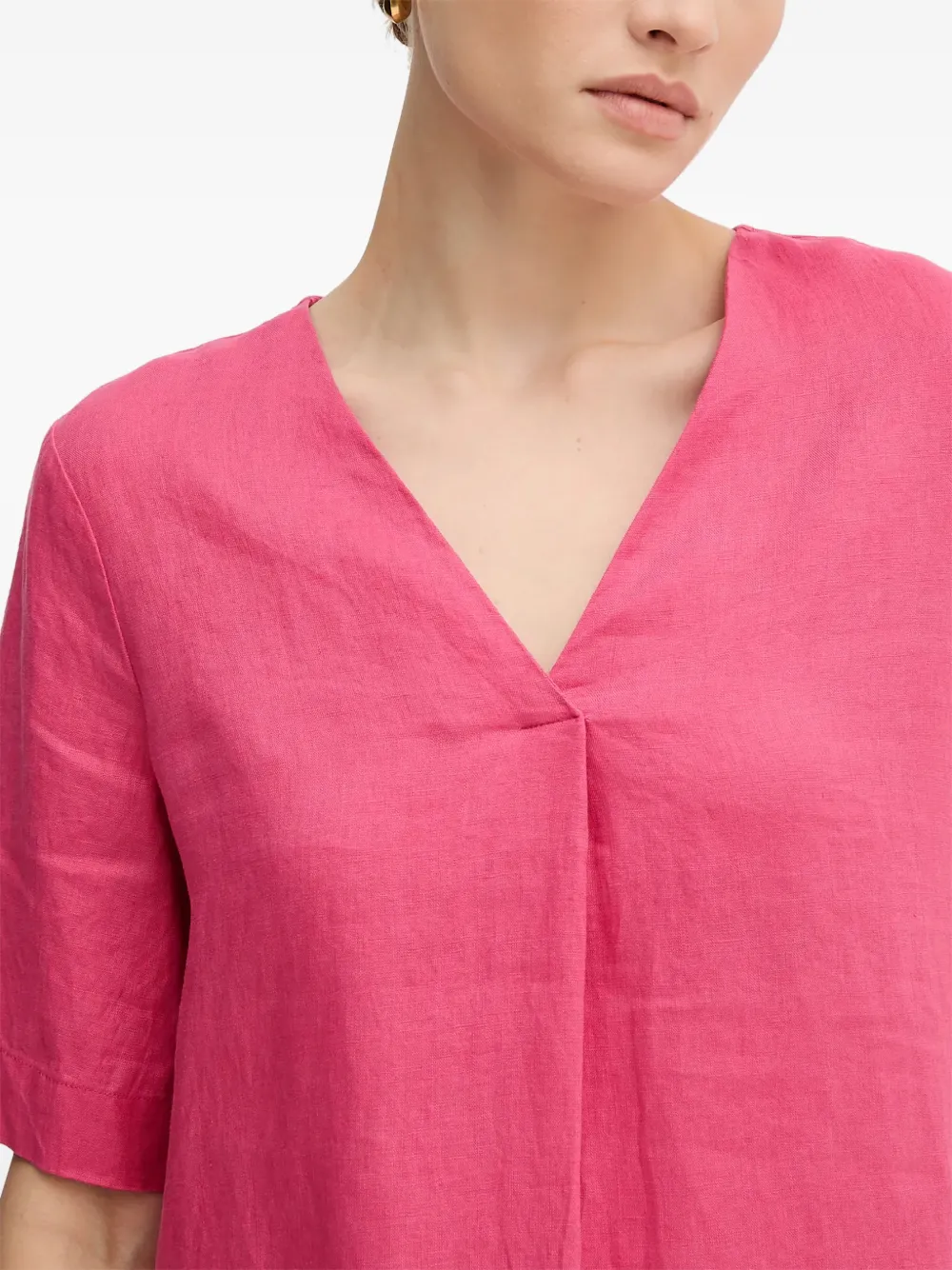 Benetton Mini-jurk met geplooid detail en V-hals Roze