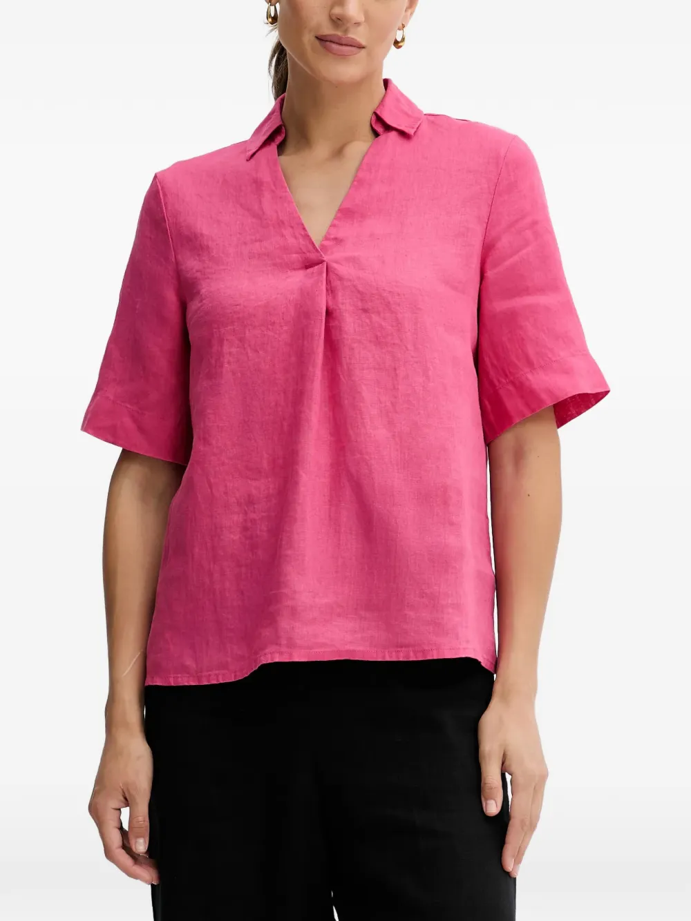 Benetton V-neck short-sleeve blouse - Rose Benetton V-neck short-sleeve blouse - Rose